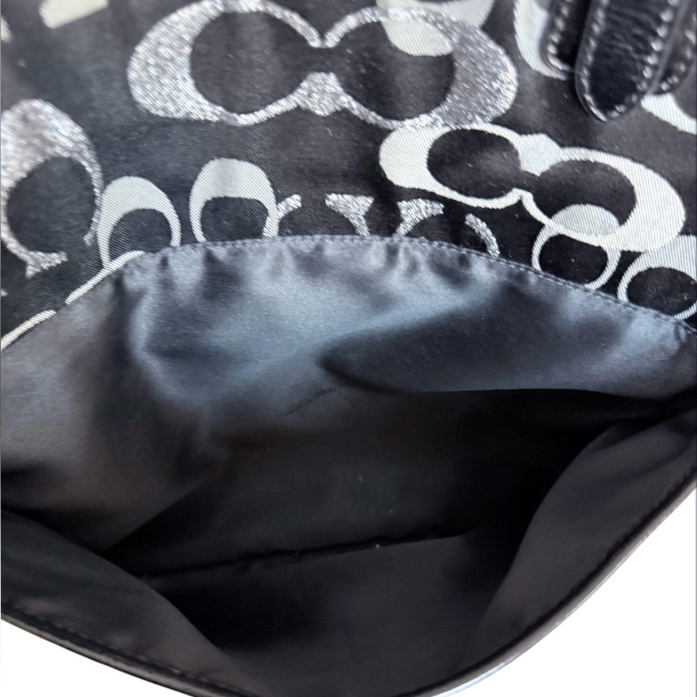 Coach Gallery Optic Signature metallic black & silver canvas tote bag F19675 - Picture 5 of 15